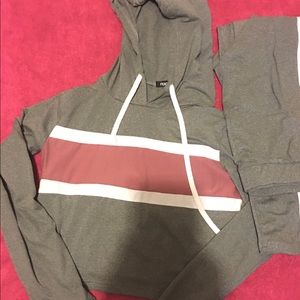 Pink and gray set (crop top and leggings)